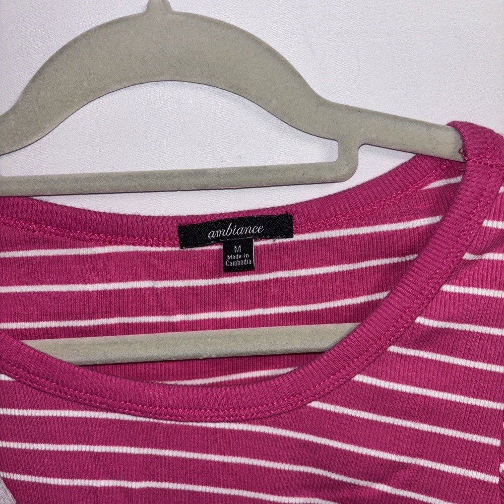 Women's M Crop Top Lot Of 2 Gray And Pink Striped - Picture 3 of 8